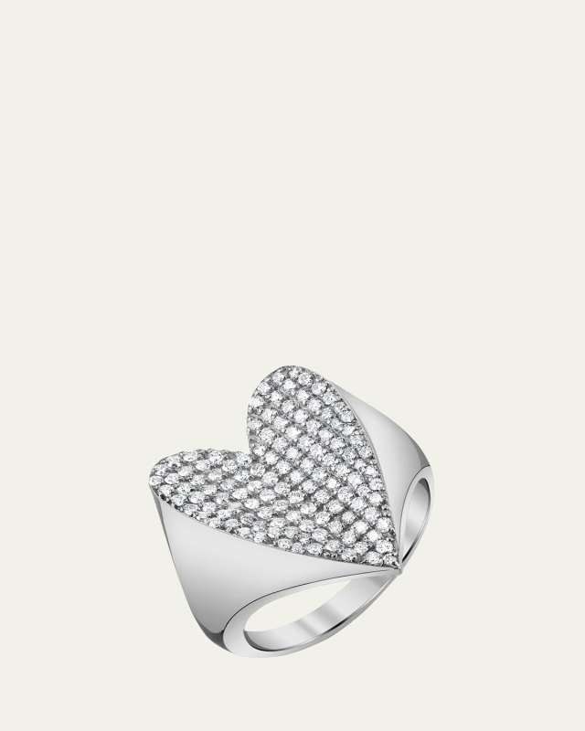 Folded Heart Pave Diamond Ring